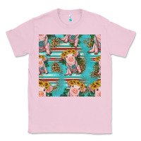 Bubblegum Pink turquoise baby pig seamless pattern Classic Tee - HRA Design Shop