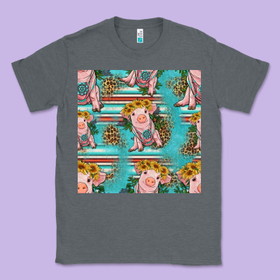 Turquoise Baby Pig Seamless Pattern Classic Tee Designed By Hra Design Shop