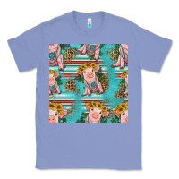 Colony Blue turquoise baby pig seamless pattern Classic Tee - HRA Design Shop
