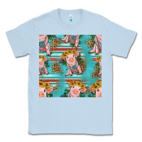 Dusty Blue turquoise baby pig seamless pattern Classic Tee - HRA Design Shop