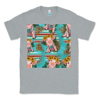 Heather Grey turquoise baby pig seamless pattern Classic Tee - HRA Design Shop