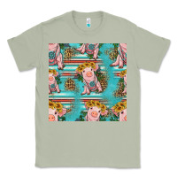 Matcha turquoise baby pig seamless pattern Classic Tee - HRA Design Shop