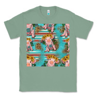 Sage turquoise baby pig seamless pattern Classic Tee - HRA Design Shop