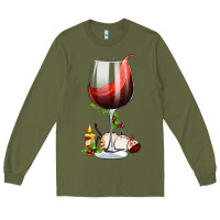Army Green christmas wine glass Long Sleeve Tee - FaDigitalArtStudio