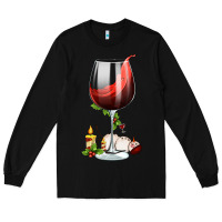 Black christmas wine glass Long Sleeve Tee - FaDigitalArtStudio