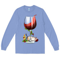 Colony Blue christmas wine glass Long Sleeve Tee - FaDigitalArtStudio