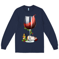 Navy christmas wine glass Long Sleeve Tee - FaDigitalArtStudio