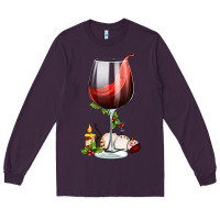 Plum christmas wine glass Long Sleeve Tee - FaDigitalArtStudio