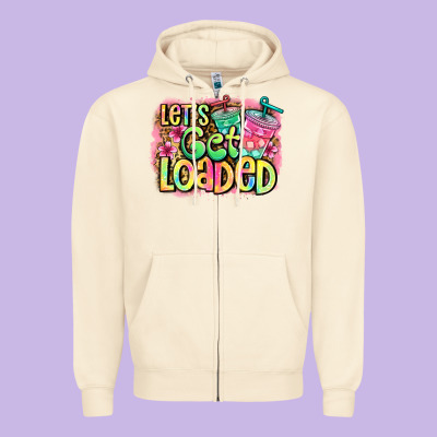 Let's Get Loaded Zipper Hoodie Designed By Jasminsmagicworld