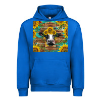 Cobalt holstein cow with sunflowers Urban Hoodie - BarkalooDesign