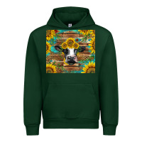 Forest Green holstein cow with sunflowers Urban Hoodie - BarkalooDesign
