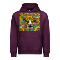 Mauve Wine holstein cow with sunflowers Urban Hoodie - BarkalooDesign