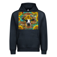 Navy holstein cow with sunflowers Urban Hoodie - BarkalooDesign