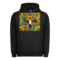 Pigment Black holstein cow with sunflowers Urban Hoodie - BarkalooDesign