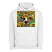 Pigment Lunar Rock holstein cow with sunflowers Urban Hoodie - BarkalooDesign