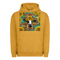 Pigment Peanut Butter holstein cow with sunflowers Urban Hoodie - BarkalooDesign
