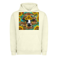 Pigment Pistachio holstein cow with sunflowers Urban Hoodie - BarkalooDesign