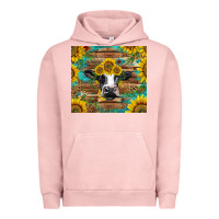 Pigment Salmon holstein cow with sunflowers Urban Hoodie - BarkalooDesign