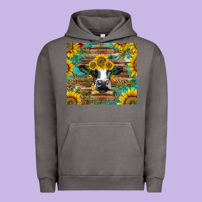 Holstein Cow With Sunflowers Urban Hoodie Designed By Barkaloodesign
