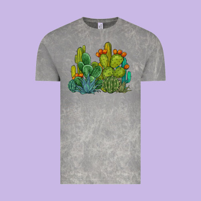 Watercolor Cactus Vintage Tee Designed By Barkaloodesign