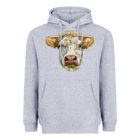 Heather Grey Charolais bull face Heavyweight Hoodie - LillyAllenDesigns