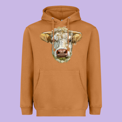 Charolais Bull Face Heavyweight Hoodie Designed By Lillyallendesigns