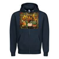 Navy mama pumpkin tumbler Zipper Hoodie - BundleAndBundleShop