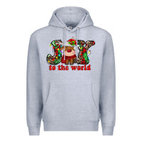 Heather Grey joy to the world christmas deer Premium Hoodie - MaliasSmallBusiness