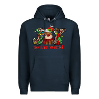 Navy joy to the world christmas deer Premium Hoodie - MaliasSmallBusiness