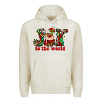 Oatmeal Heather joy to the world christmas deer Premium Hoodie - MaliasSmallBusiness