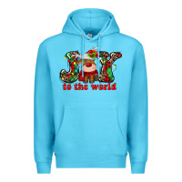 Ocean Blue joy to the world christmas deer Premium Hoodie - MaliasSmallBusiness