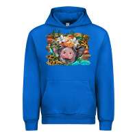 Cobalt baby pig with floral and western background Urban Hoodie - BarkalooDesign