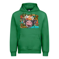 Emerald baby pig with floral and western background Urban Hoodie - BarkalooDesign