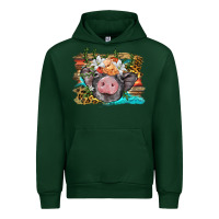 Forest Green baby pig with floral and western background Urban Hoodie - BarkalooDesign