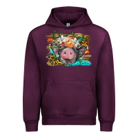 Mauve Wine baby pig with floral and western background Urban Hoodie - BarkalooDesign