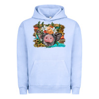 Pigment Grape Ice baby pig with floral and western background Urban Hoodie - BarkalooDesign
