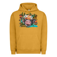 Pigment Peanut Butter baby pig with floral and western background Urban Hoodie - BarkalooDesign