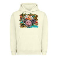 Pigment Pistachio baby pig with floral and western background Urban Hoodie - BarkalooDesign