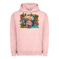 Pigment Salmon baby pig with floral and western background Urban Hoodie - BarkalooDesign