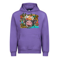Tulip baby pig with floral and western background Urban Hoodie - BarkalooDesign