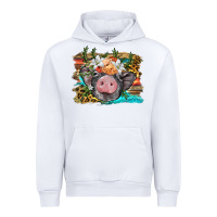 White baby pig with floral and western background Urban Hoodie - BarkalooDesign