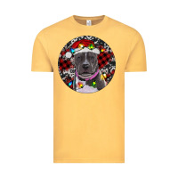 Vintage Mustard pitbull and buffalo plaid Vintage Tee - RanaPortraitStore