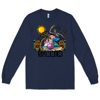 Navy hello summer Long Sleeve Tee - CowhideDigitalArt
