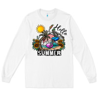 White hello summer Long Sleeve Tee - CowhideDigitalArt