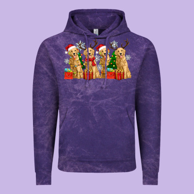 Golden Dogs With Christmas Vintage Hoodie Designed By Zillion Design Studio