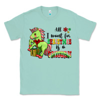 Seafoam All I Want For Christmas Is A Unicorn Classic Tee - FaDigitalArtStudio