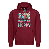 Burgundy easter coffee makes me so hoppy Zipper Hoodie - Jasminsmagicworld