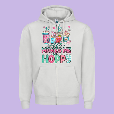 Easter Coffee Makes Me So Hoppy Zipper Hoodie Designed By Jasminsmagicworld