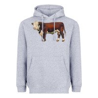 Heather Grey hereford bull Heavyweight Hoodie - LillyAllenDesigns