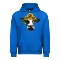 Cobalt holstein cow with sunflower Urban Hoodie - BarkalooDesign